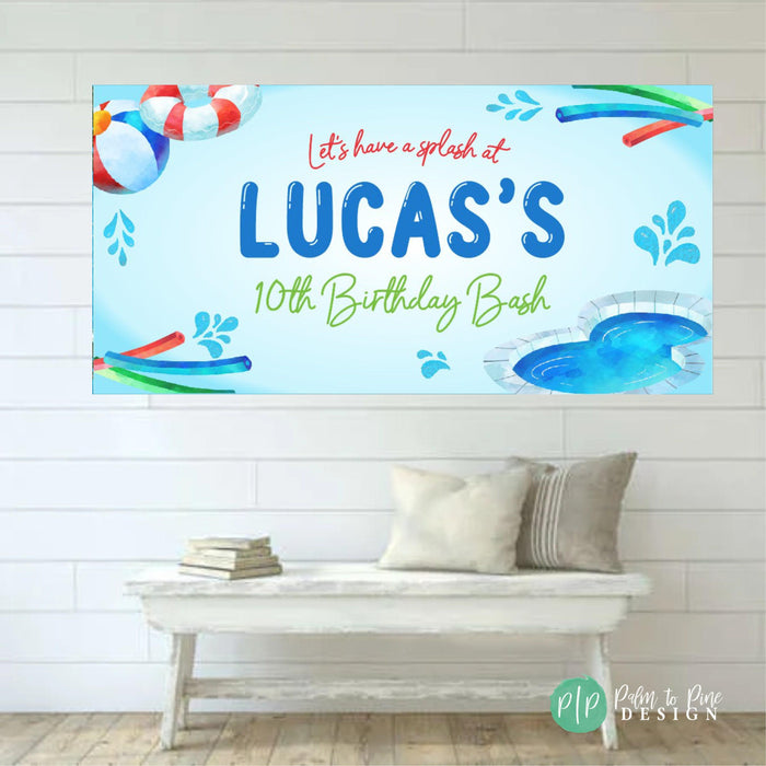 Summer Pool Birthday Banner