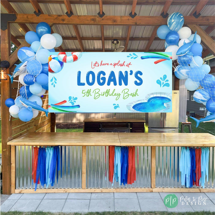 Summer Pool Birthday Banner