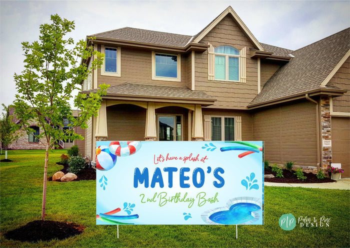 Summer Pool Birthday Banner
