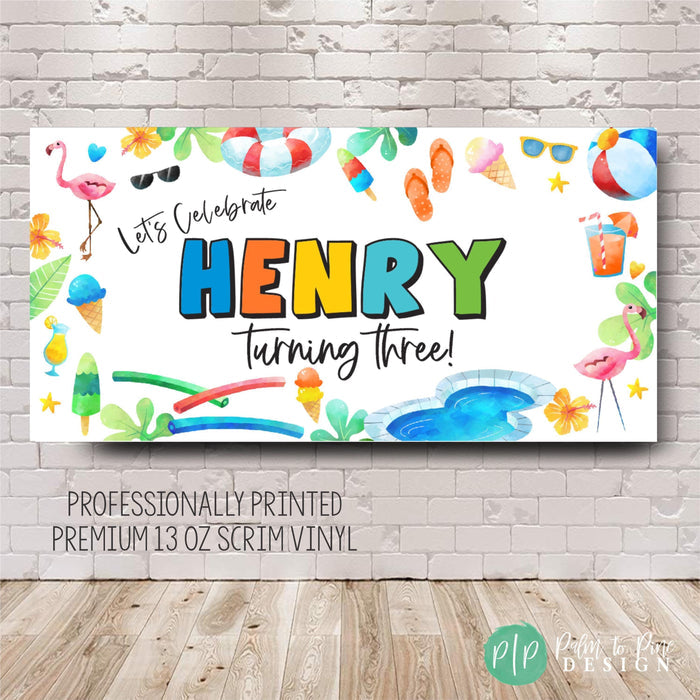 colorful summer birthday banner for boys