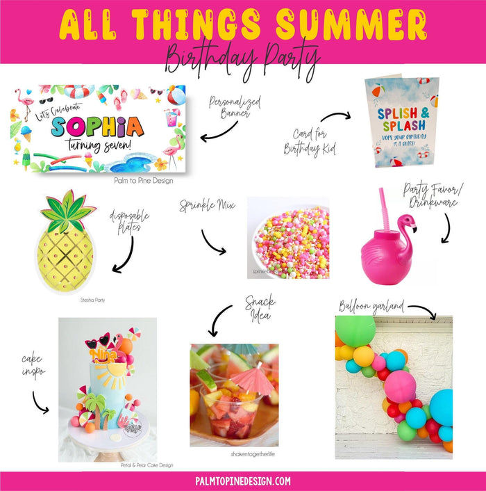 All things Summer Birthday Party Inspiration Board