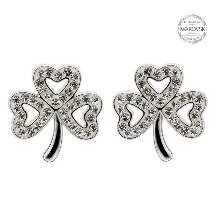 Swarovski Crystals Shamrock Earrings