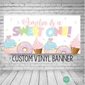 Sweet One Pastel Birthday Banner with donuts, ice cream and cupcakes