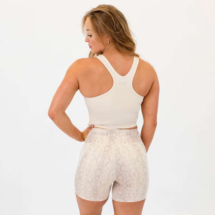 Beige Sweetheart Crop Tank - Fitted