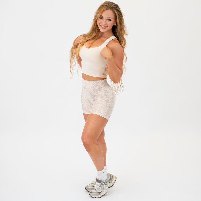Beige Sweetheart Crop Tank - Fitted