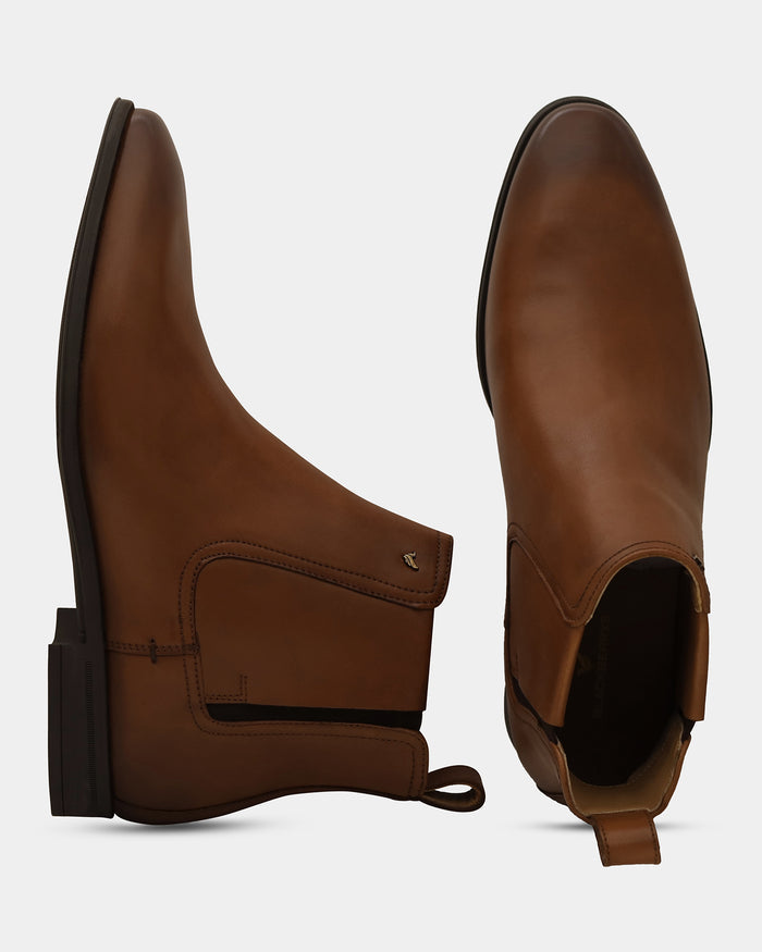 Tan Leather Boots - Wrayy