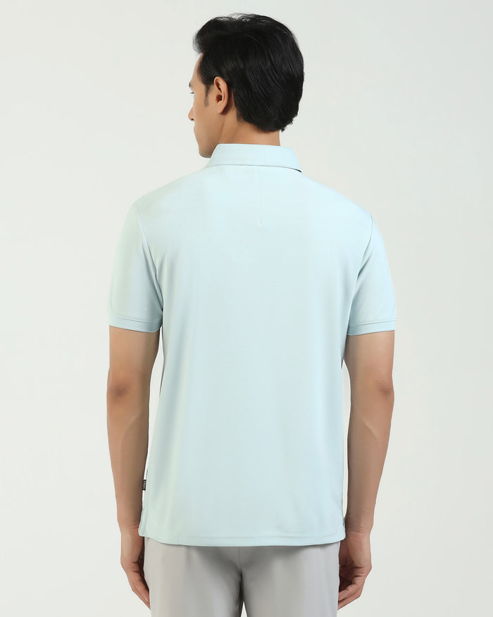 TechPro Polo Aqua Blue Printed T-Shirt - Matrix