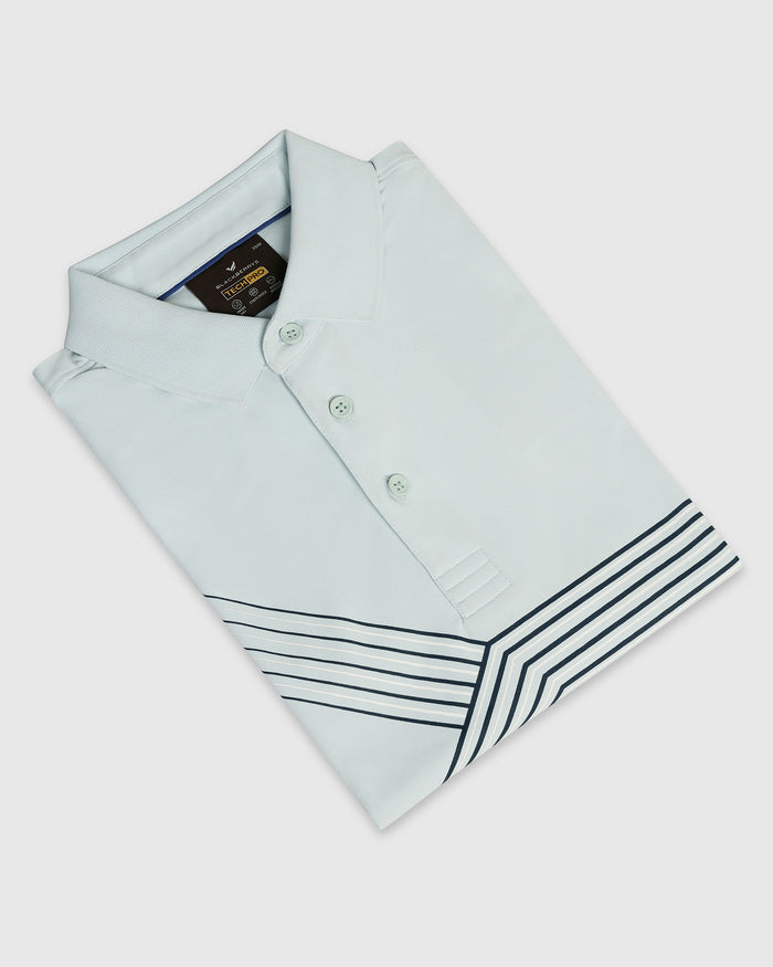 TechPro Polo Aqua Blue Printed T-Shirt - Matrix