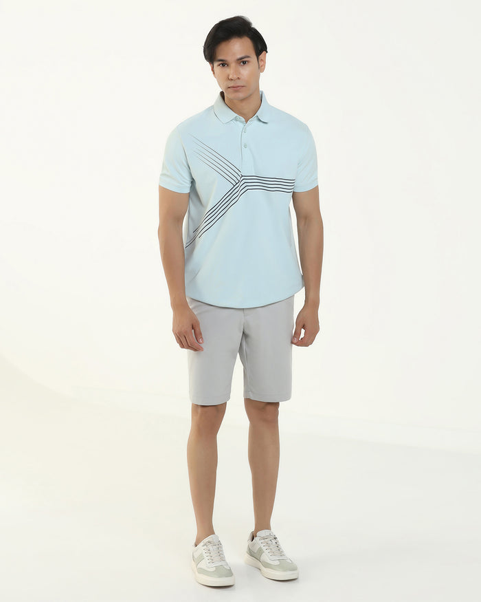 TechPro Polo Aqua Blue Printed T-Shirt - Matrix