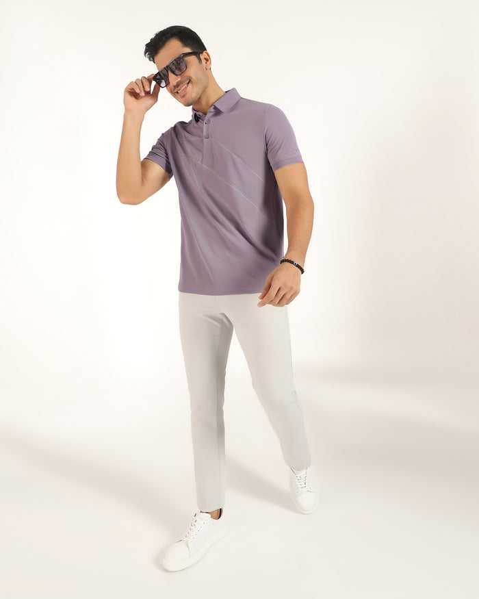 TechPro Polo Light Purple Printed T-Shirt - Slash