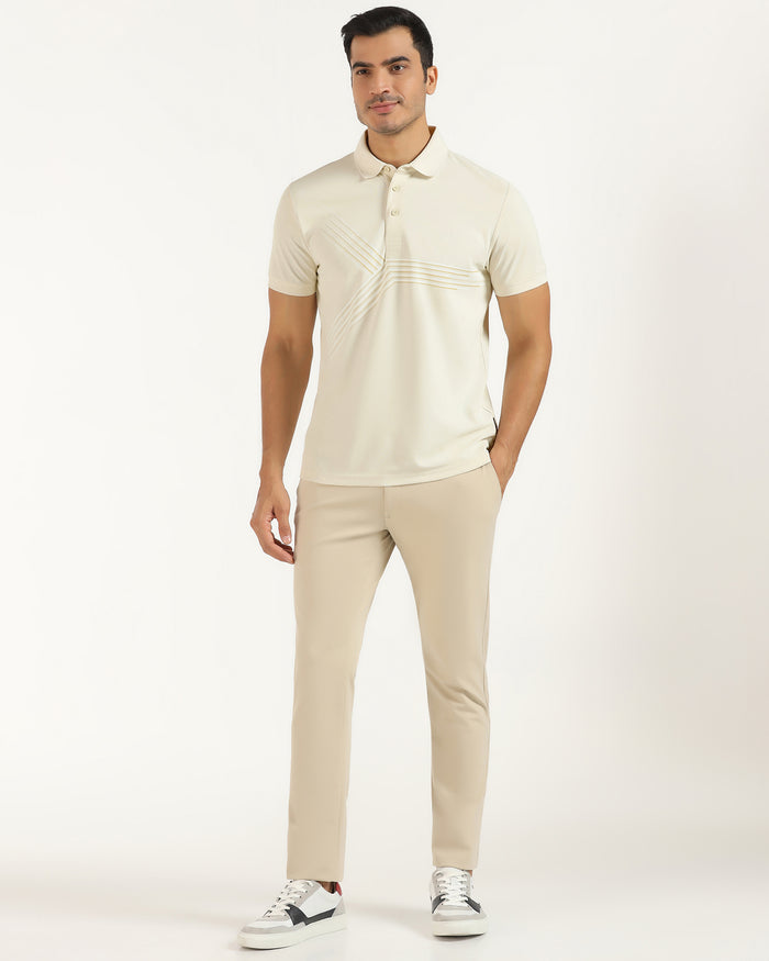 TechPro Polo Powder Yellow Printed T-Shirt - Matrix
