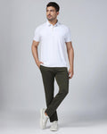 TechPro Slim Fit B-91 Casual Olive Solid Khakis - Ziea