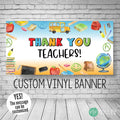 teacher appreciation week banner with school supplies in primary colors