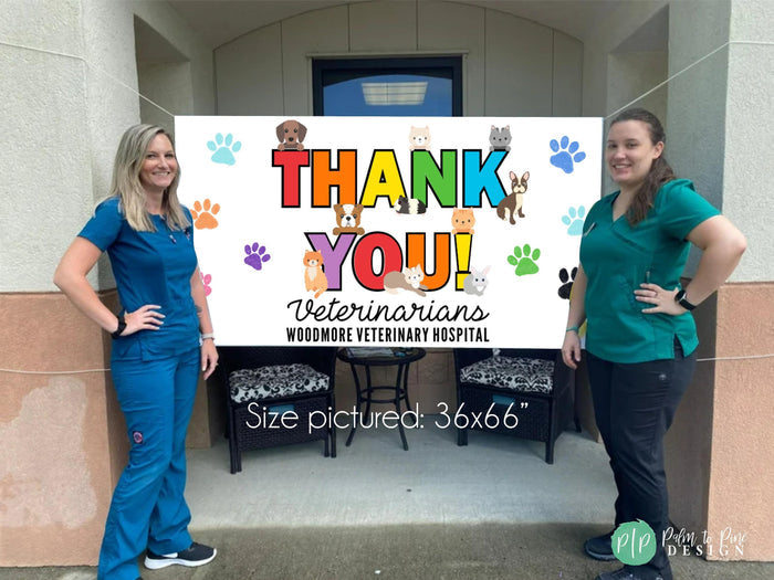 Veterinary Appreciation Week Banner in front of Pet Hospital