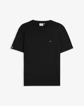 The Forever T-shirt in black — front view with a small white logo on the chest