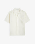 The Holiday Linen SS Shirt in off white — front view against a white background