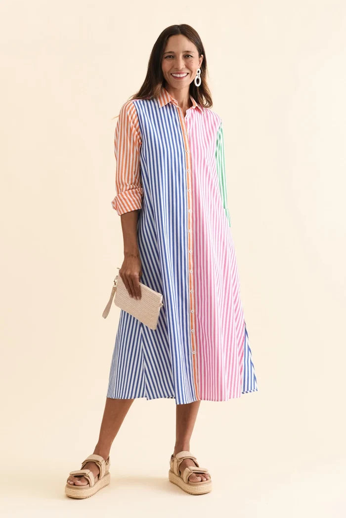 The Luna Oversized Long Shirtdress  - Bright Combo