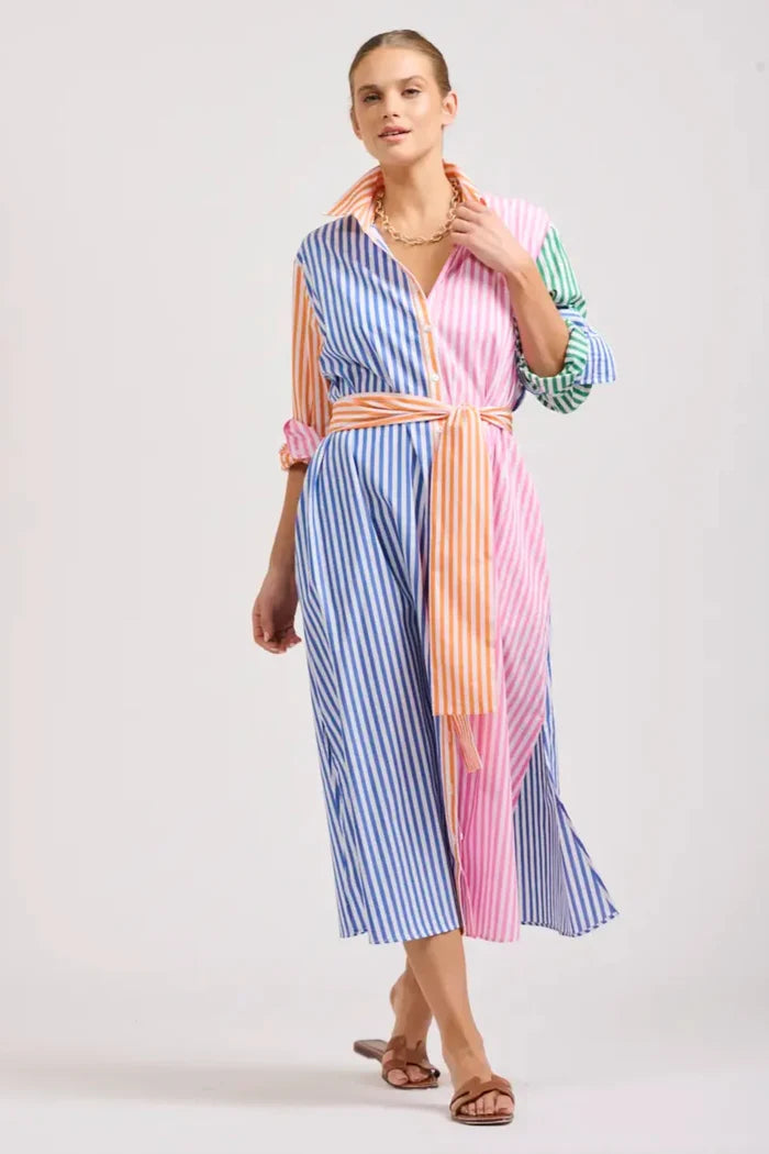 The Luna Oversized Long Shirtdress  - Bright Combo