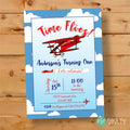 Vintage 'Time Flies' airplane birthday invitation, personalized with name and age