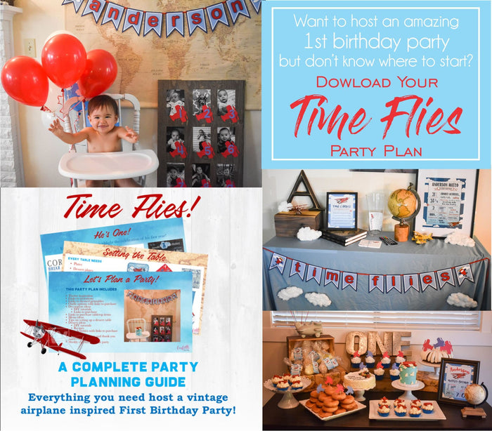 Time Flies Airplane Birthday Invite