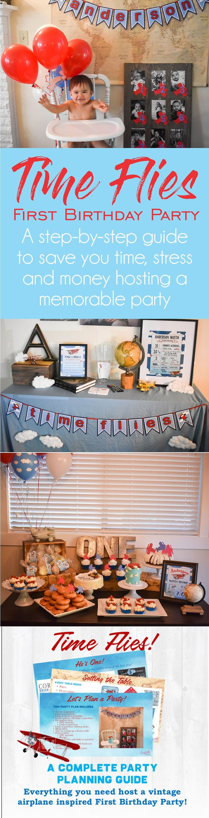 Time Flies Airplane Birthday Invite