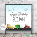 Things that go transportation vehicle backdrop for boys birthday party