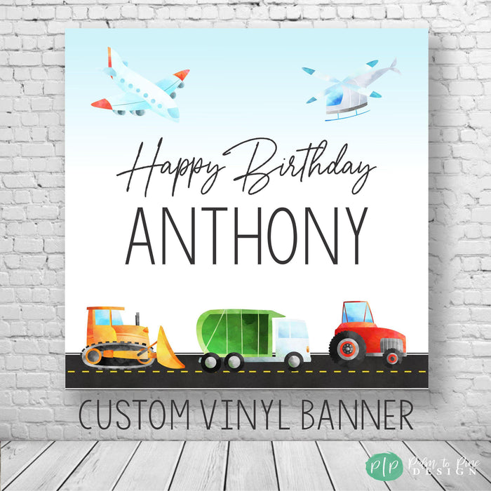 Transportation Birthday Banner
