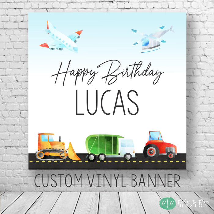 Transportation Birthday Banner
