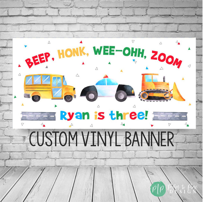 Transportation Birthday Vinyl Banner