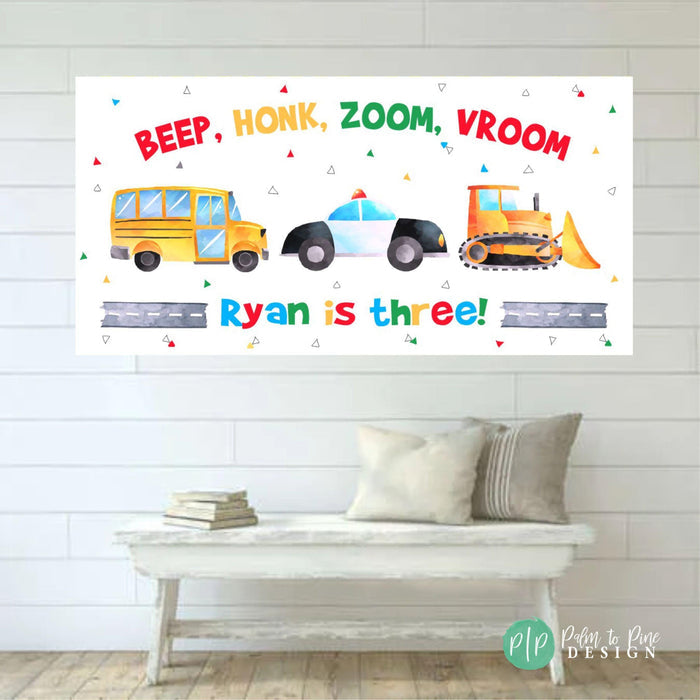 Transportation Birthday Vinyl Banner