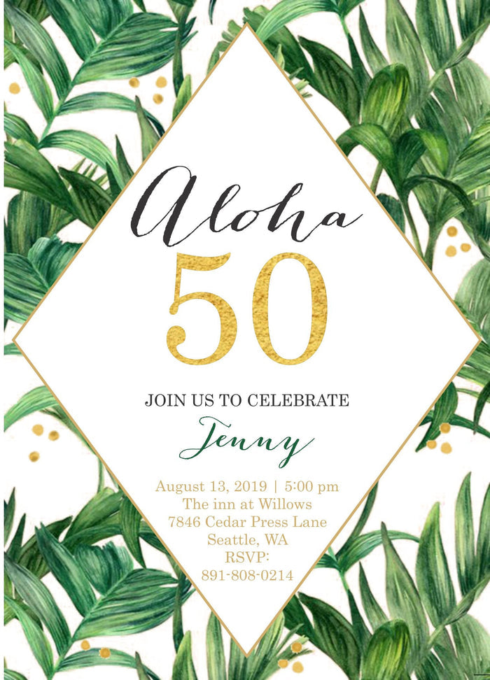 Tropical Aloha Birthday Invitation