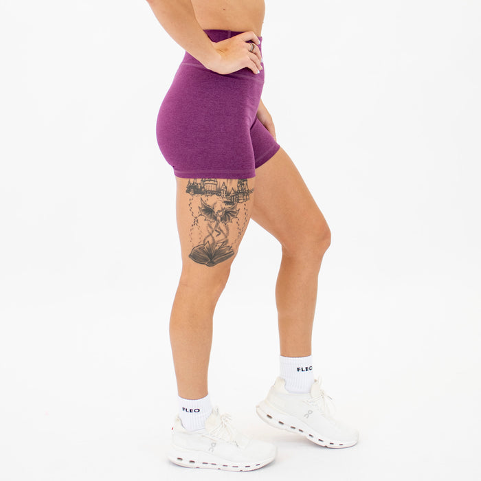 Heather Grape Kiss High Rise Spandex Shorts