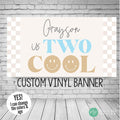 retro checkered two cool birthday banner with smiley faces