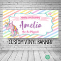 Unicorn Birthday Banner | Colorful Stripes