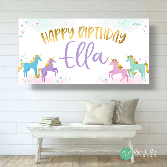 Unicorn Birthday Party Decorations Banner