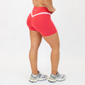 Watermelon + White V Define Short 5" - No Front Seam - High Rise by FLEO - 2