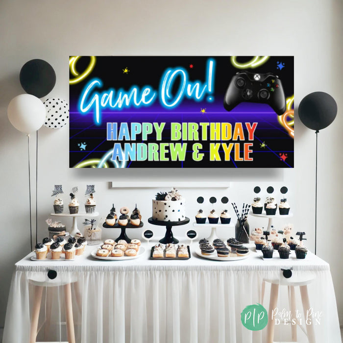 a birthday party with a video game theme