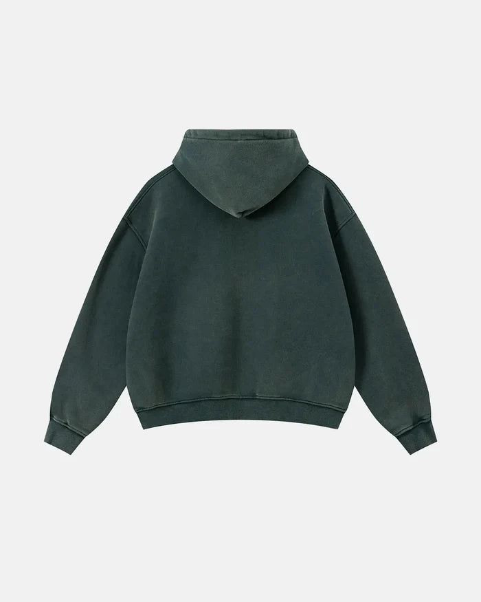 Vintage Washed Fleece Boxy Zip Hoodie | Inflation Streetwear
