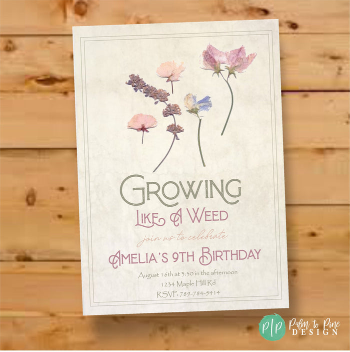 Vintage Wildflower First Birthday Invitation