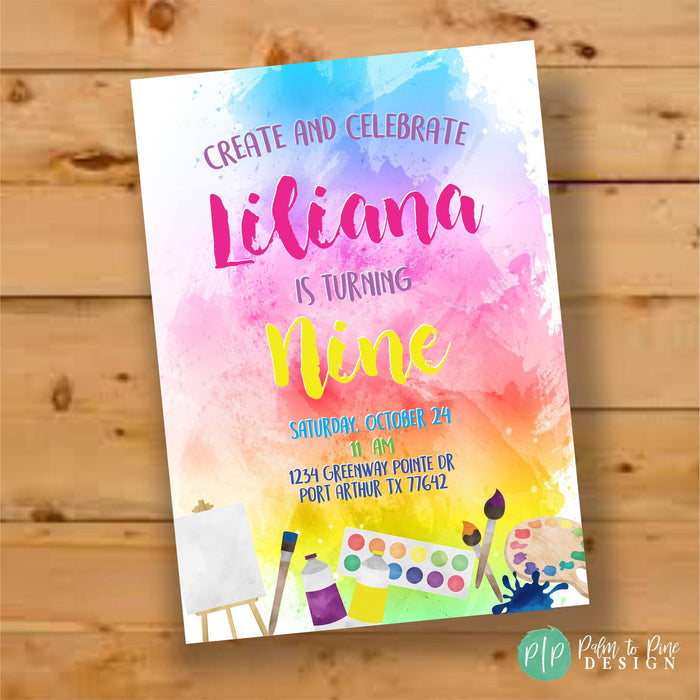 Watercolor Paint Party Invitation