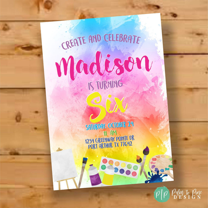 Watercolor Paint Party Invitation