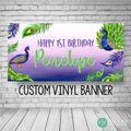 Watercolor Peacock Birthday Banner