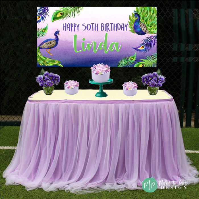 Watercolor Peacock Birthday Banner