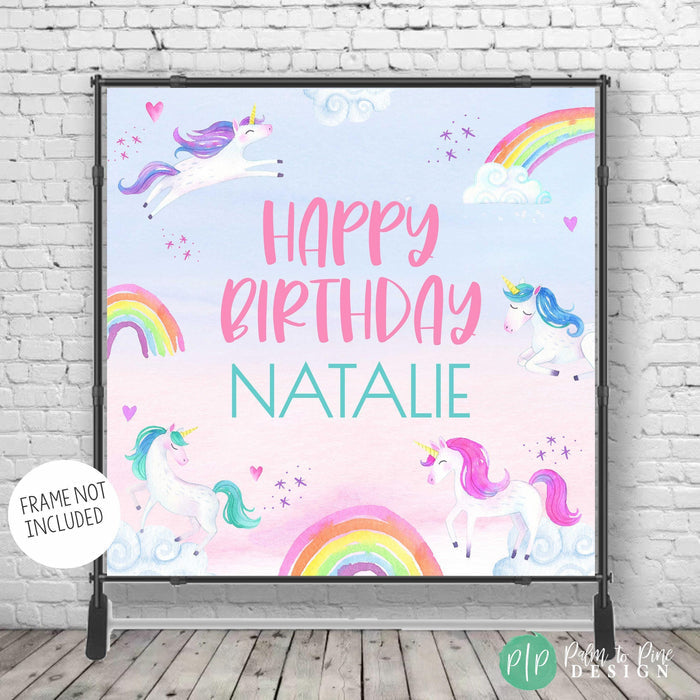 Watercolor Unicorn Birthday Backdrop