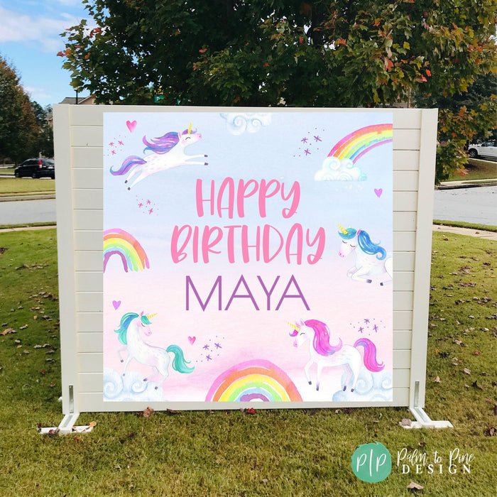 Watercolor Unicorn Birthday Backdrop