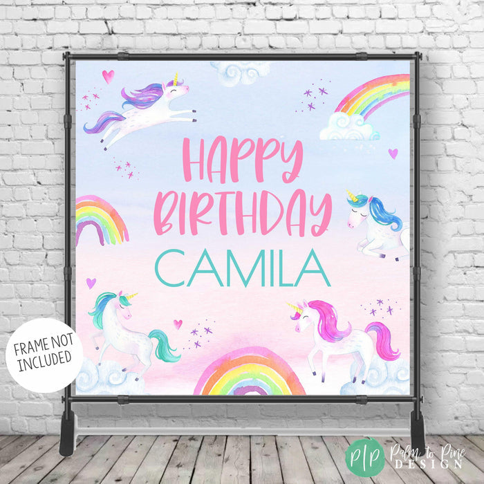 Watercolor Unicorn Birthday Backdrop