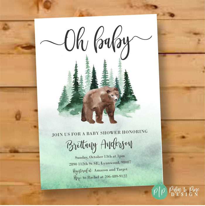 Welcome Baby Bear Shower Invites