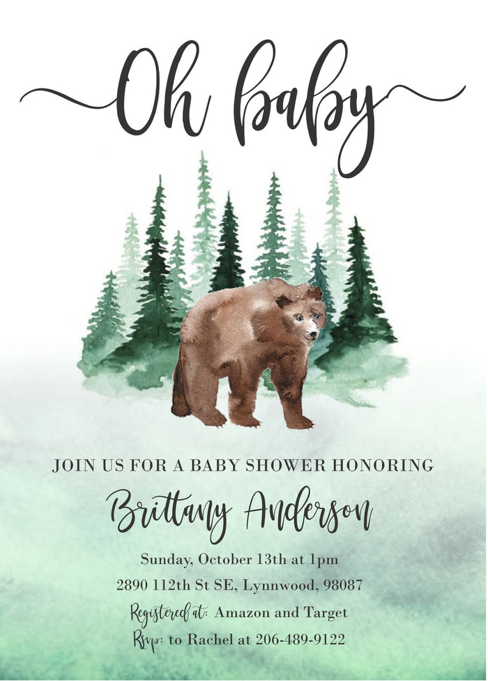Welcome Baby Bear Shower Invites