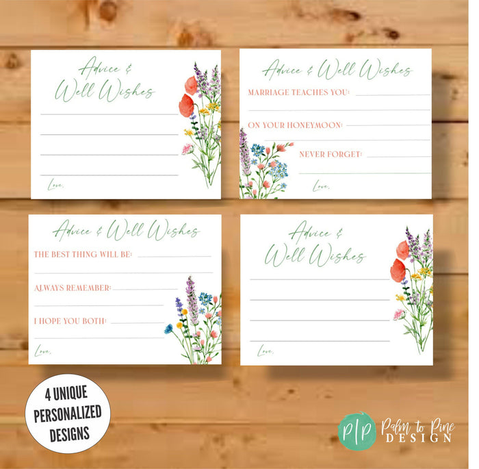 Wildflower Bridal Shower Advice Cards