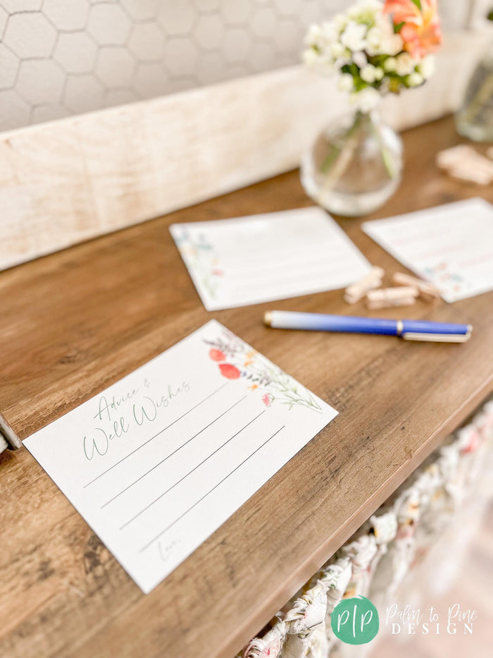 Wildflower Bridal Shower Advice Cards